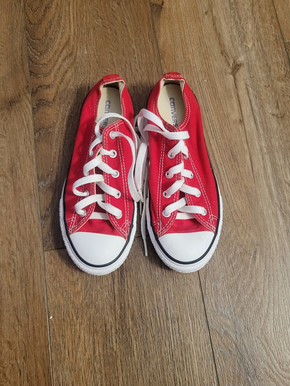 Converse Kids Red Low Top Canvas Sneakers with White Accents